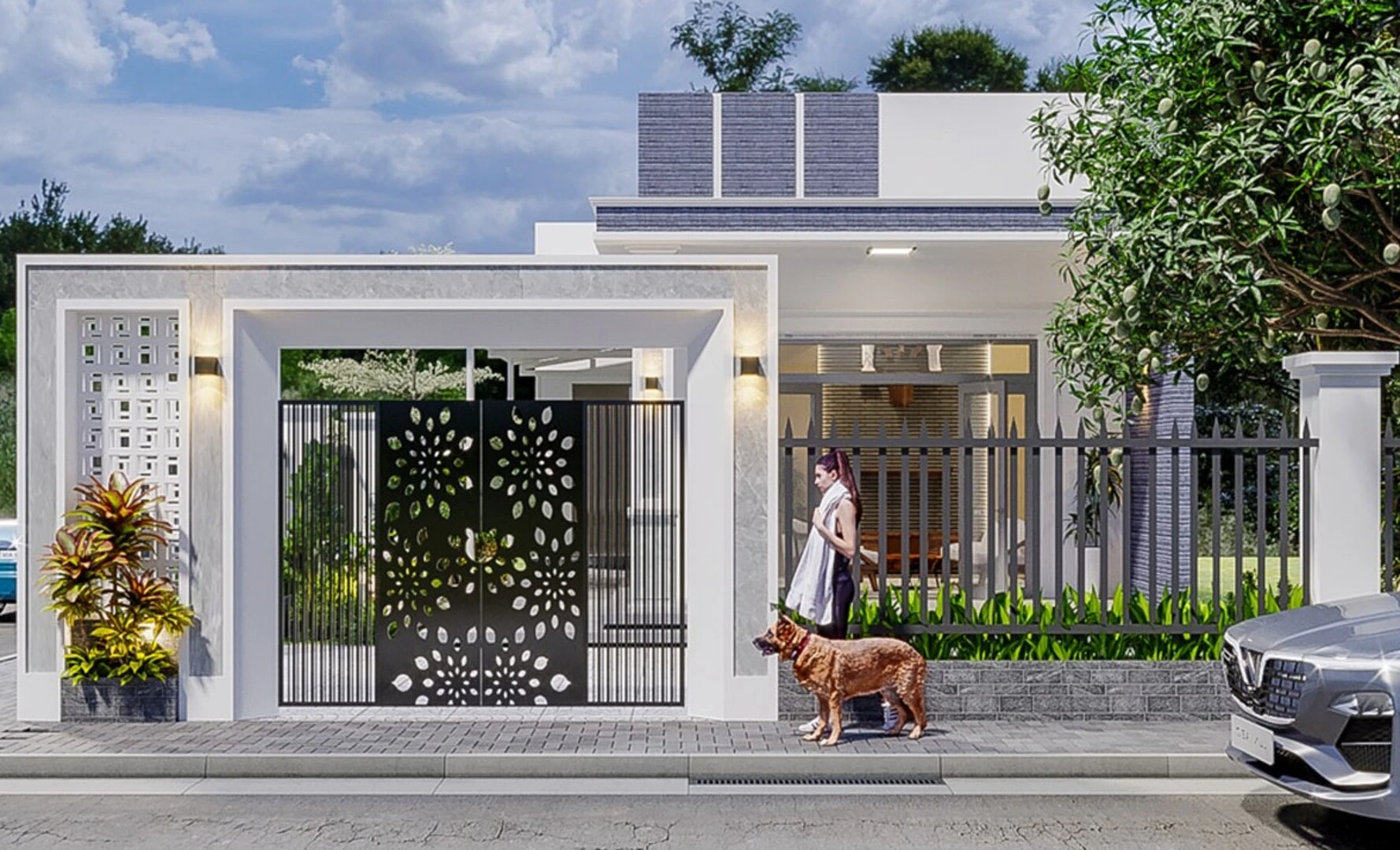 Tính thẩm mỹ của gạch ốp cổng