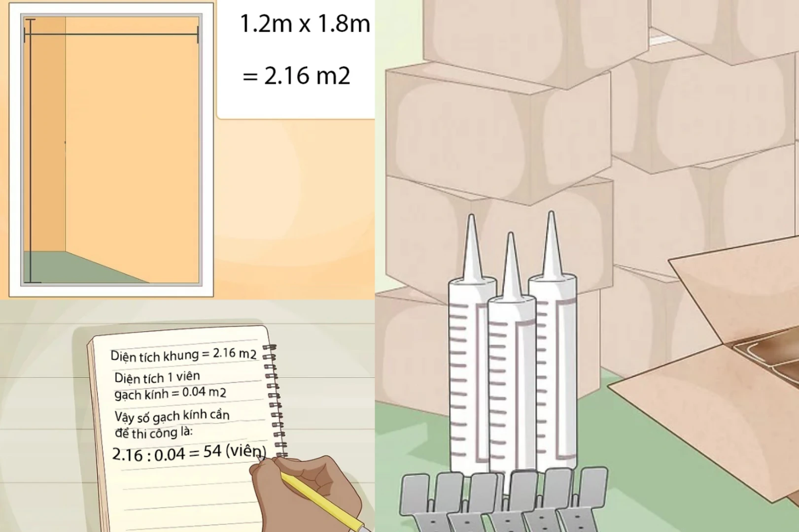 Thao tác chuẩn bị thi công gạch kính