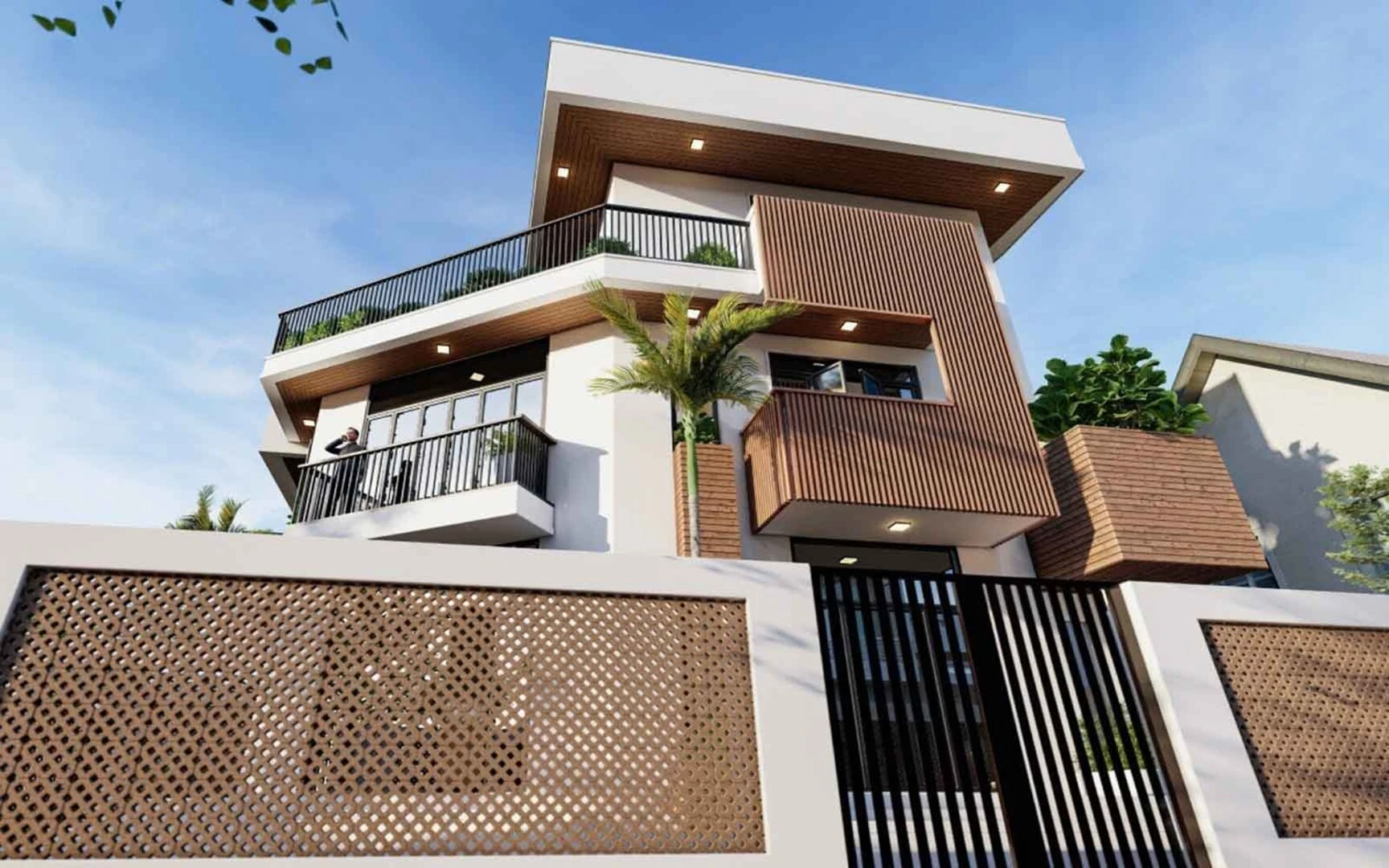 Gạch hiện đại ốp mặt tiền