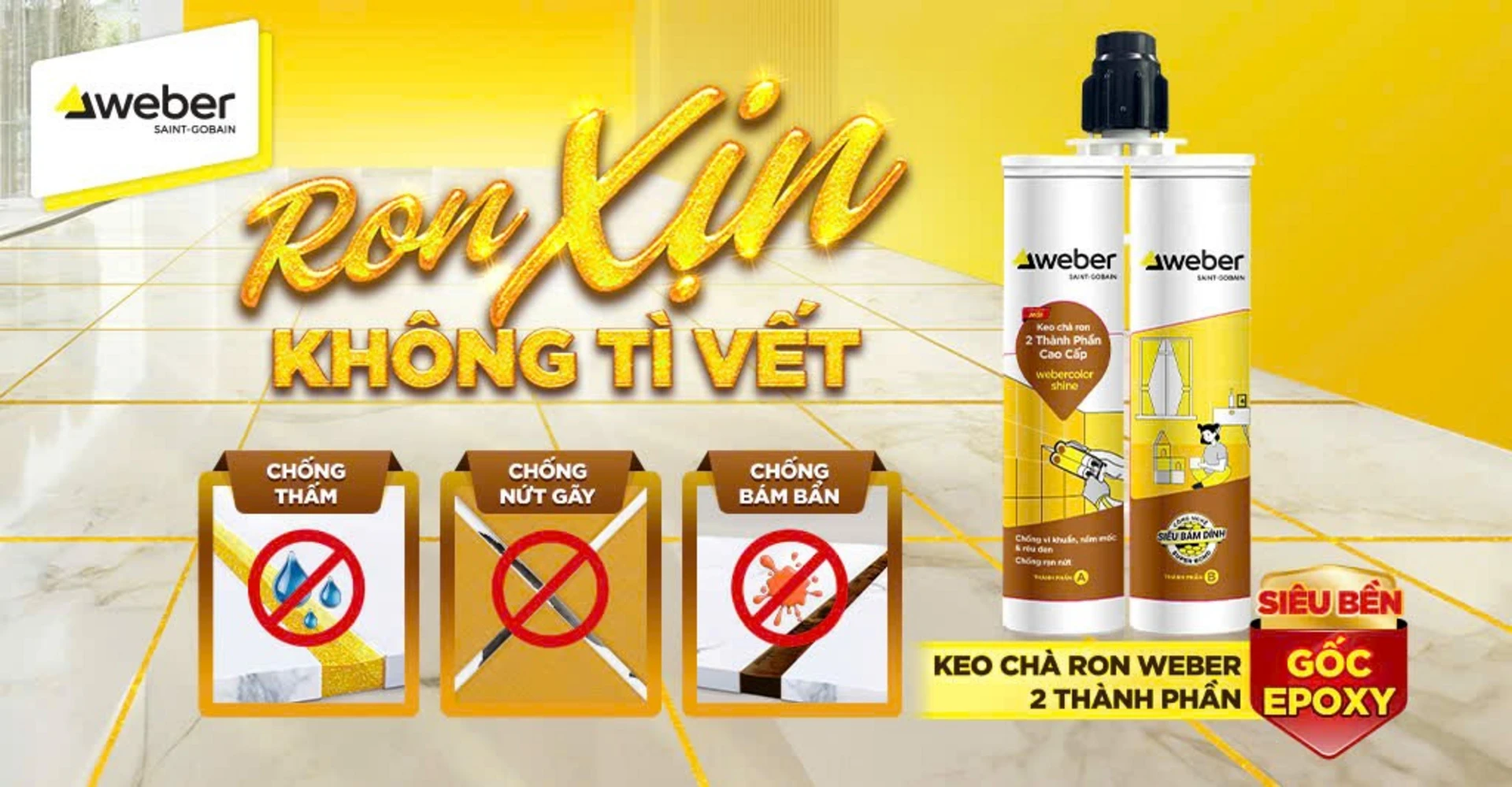 Cải tạo phòng khách bằng keo Webertai gres
