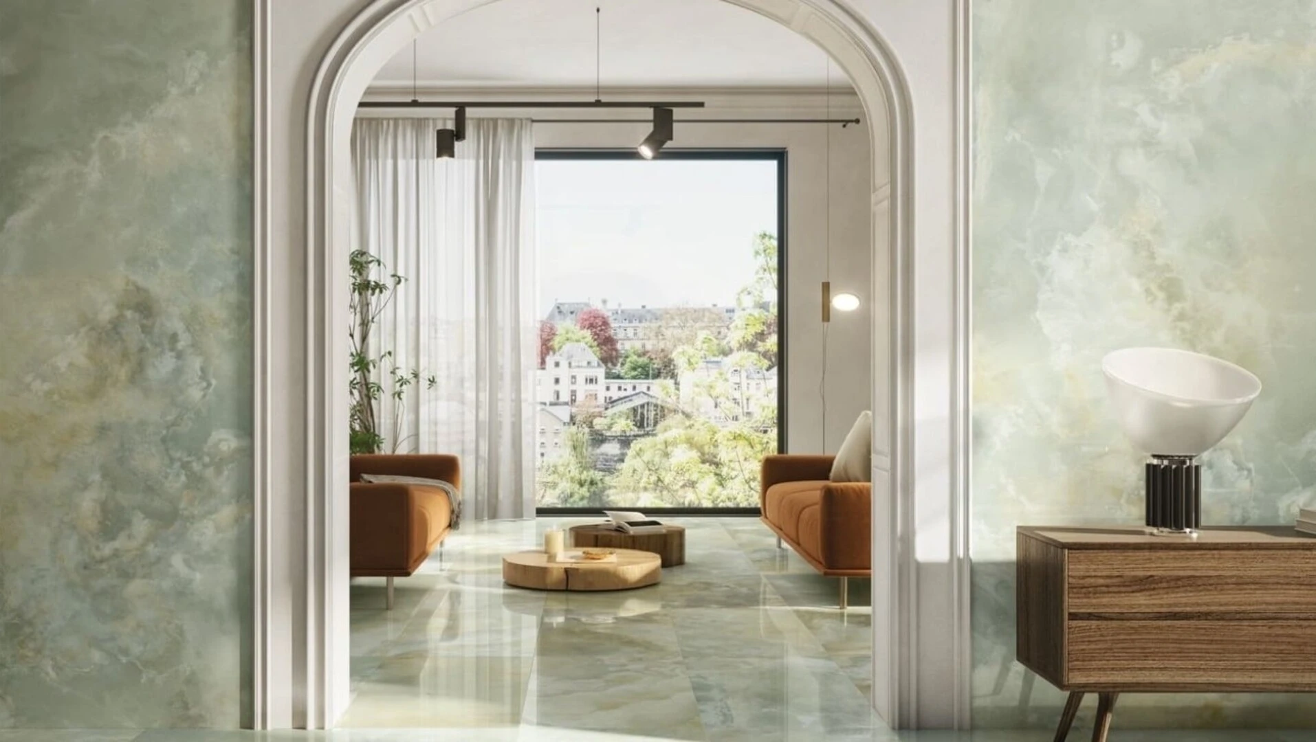 Ưu điểm khi dùng gạch lát nền màu xanh cẩm thạch