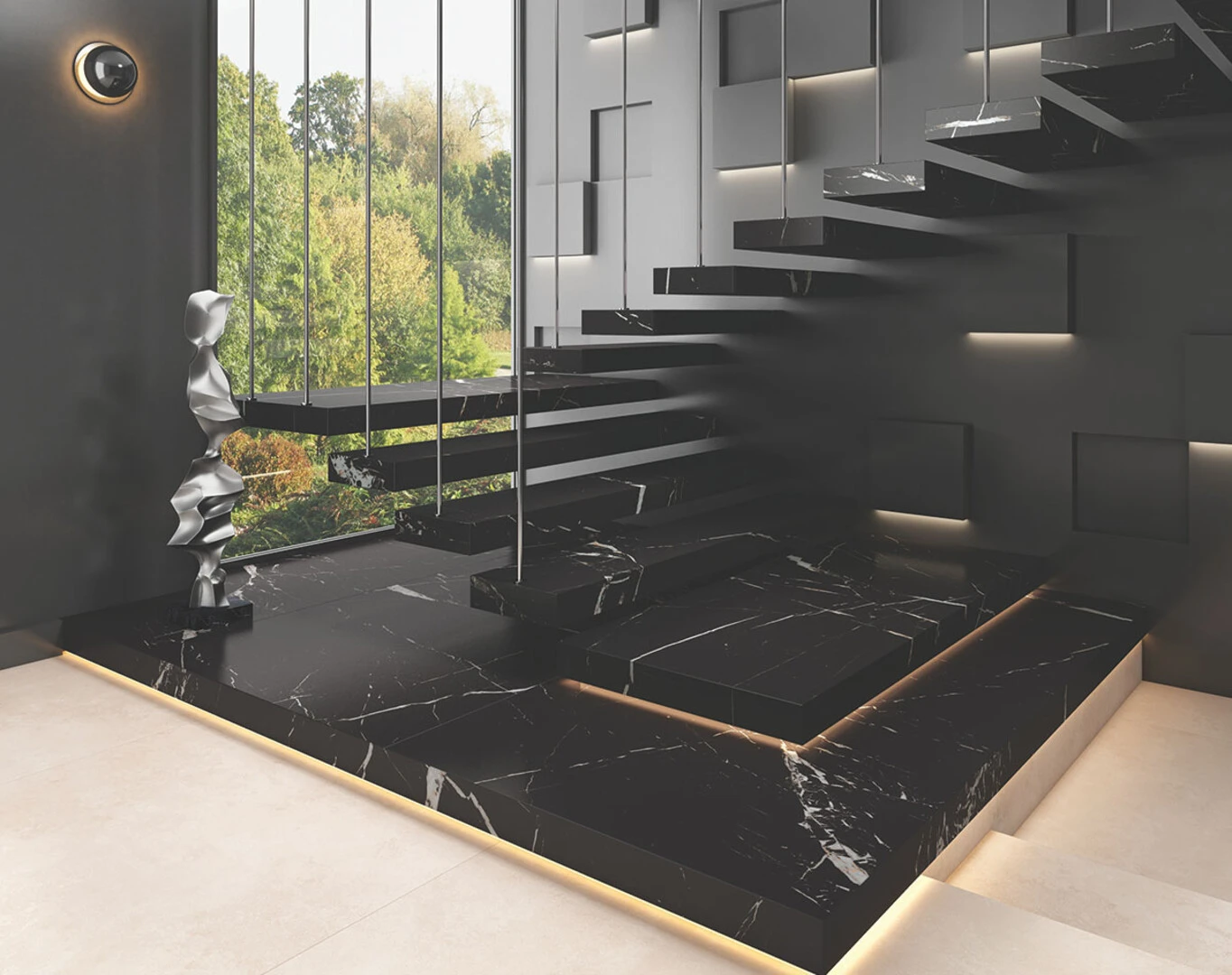 Gạch ốp tường cầu thang