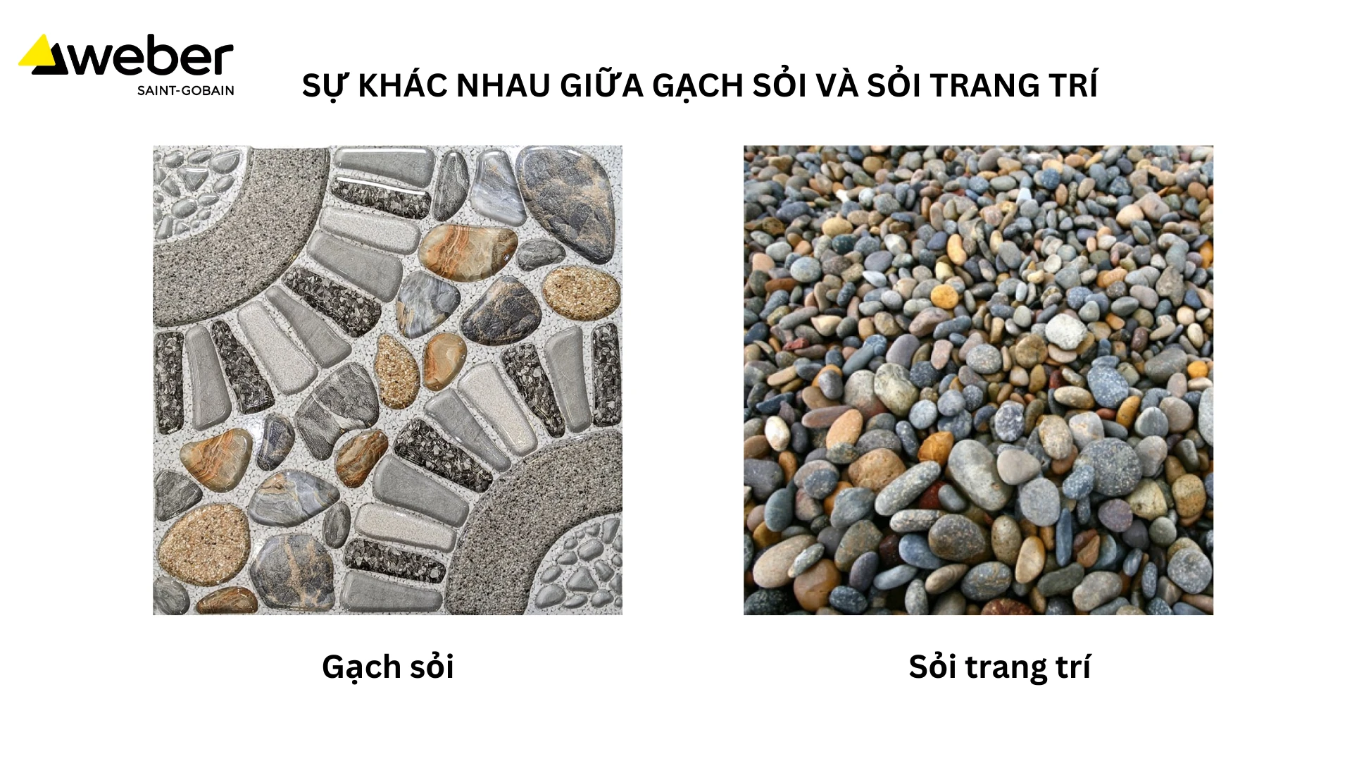 Sự khác nhau giữa gạch sỏi và sỏi trang trí
