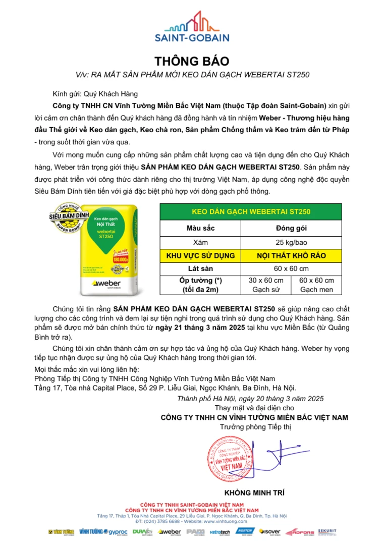 thông báo ra mắt webertai ST250