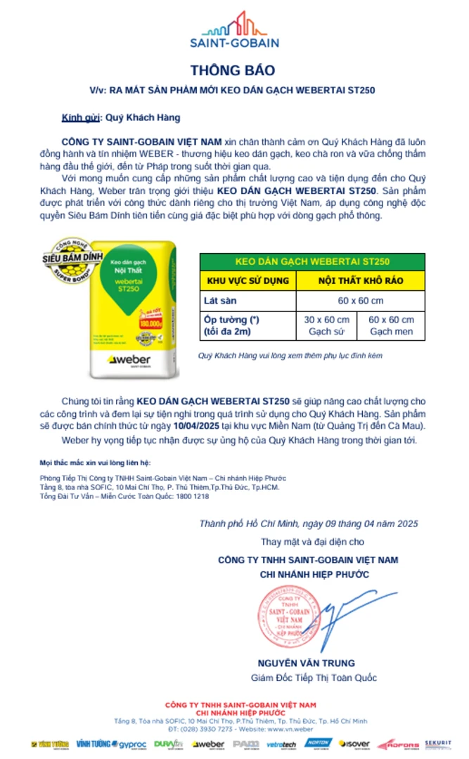Thông báo ra mắt Webertai ST250 miền Nam 