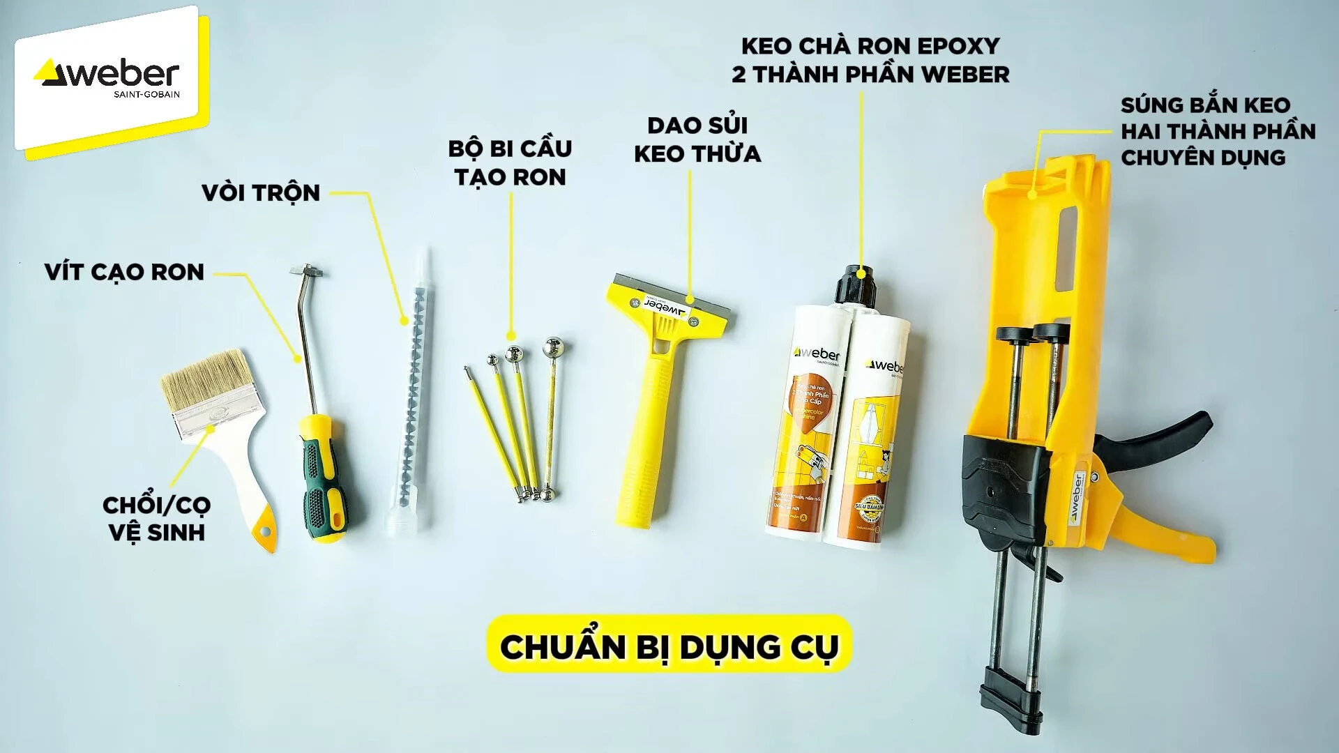 Dụng cụ chà ron gạch phổ biến