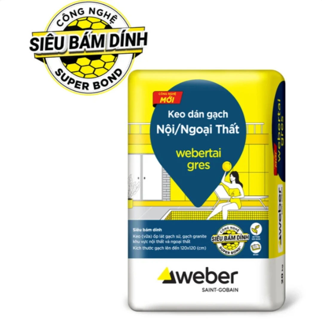 Keo dán gạch Webertai gres giúp tường và sàn nhà chống thấm tốt