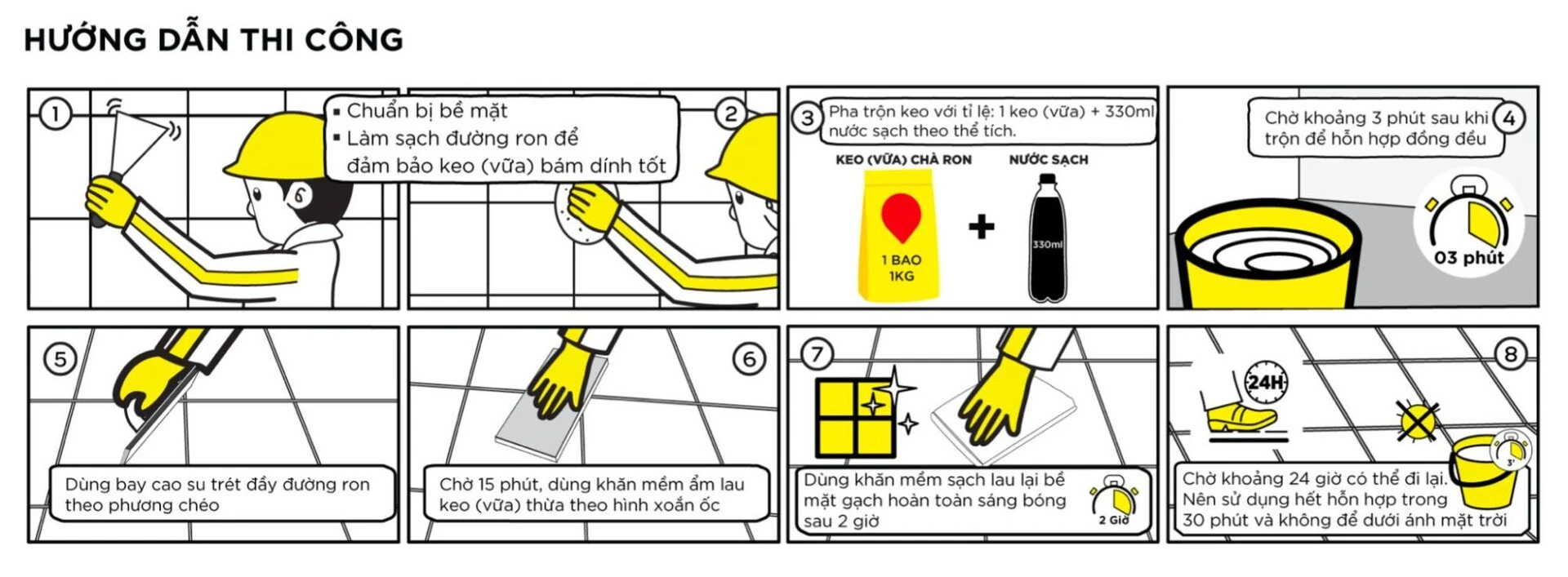 Quy trình thi công keo chà ron gạch giả gỗ Weber đòi hỏi sự tỉ mỉ và chính xác
