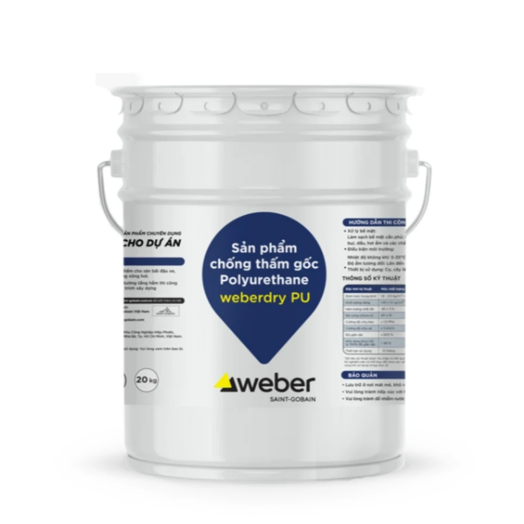 Weberdry PU là keo chống thấm ngoài trời, dùng cho khu vực tường ngoài, mái, ban công