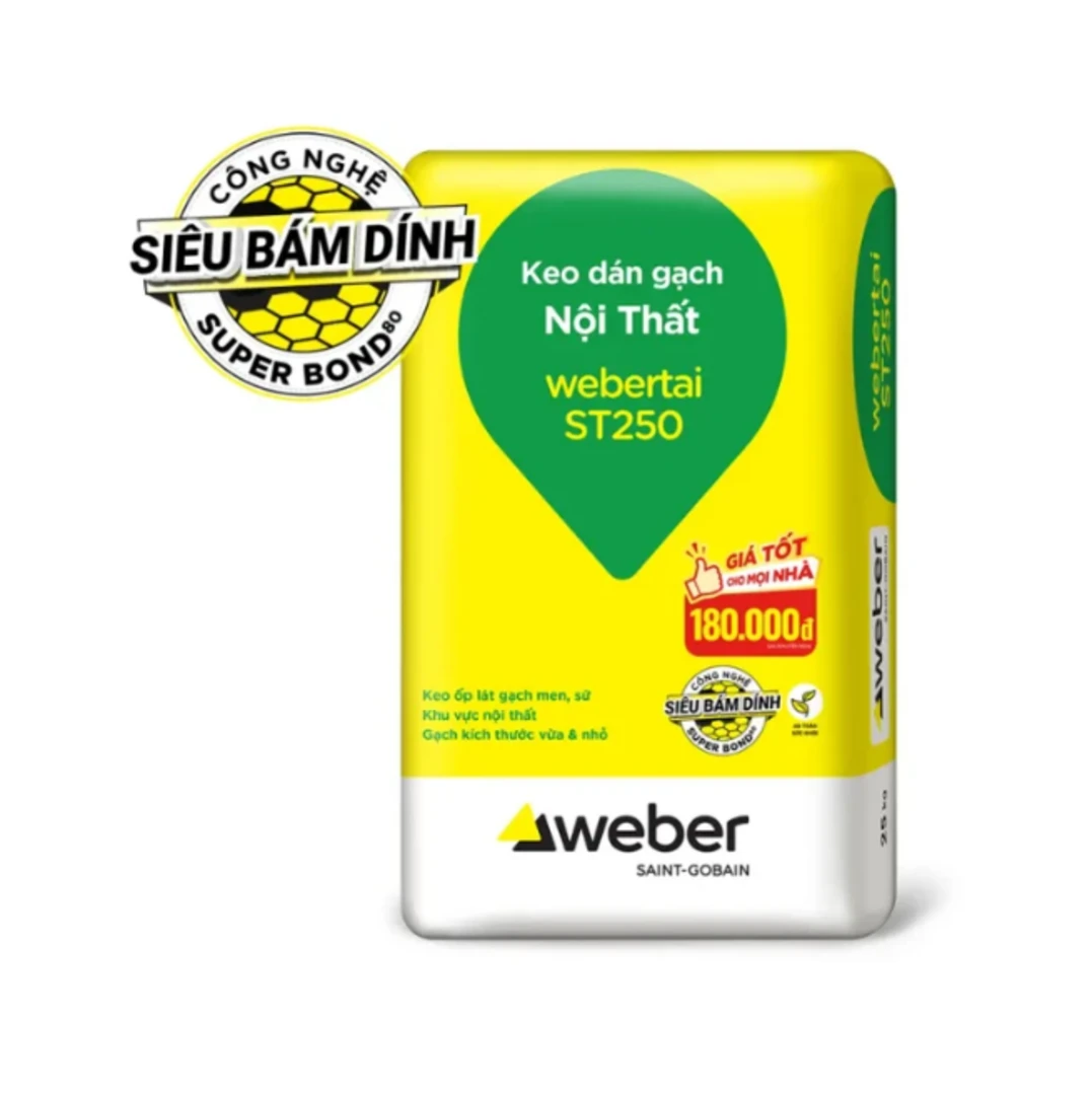 Webertai ST250 sử dụng được ở các khu vực nội thất khô ráo mà không cần phụ gia keo dán gạch