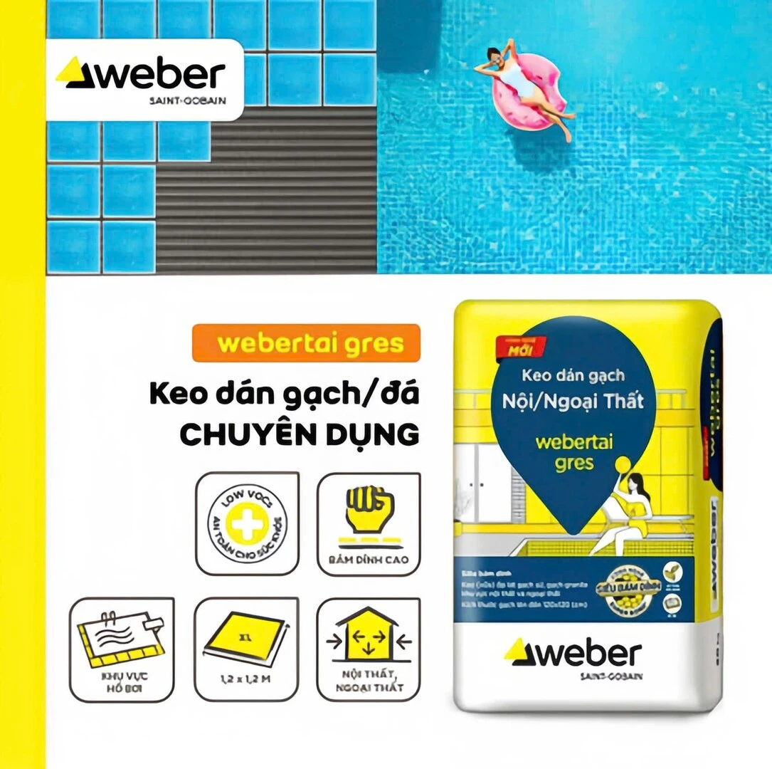 Vữa khô trộn sẵn Webertai Gres lý tưởng để thi công hồ bơi