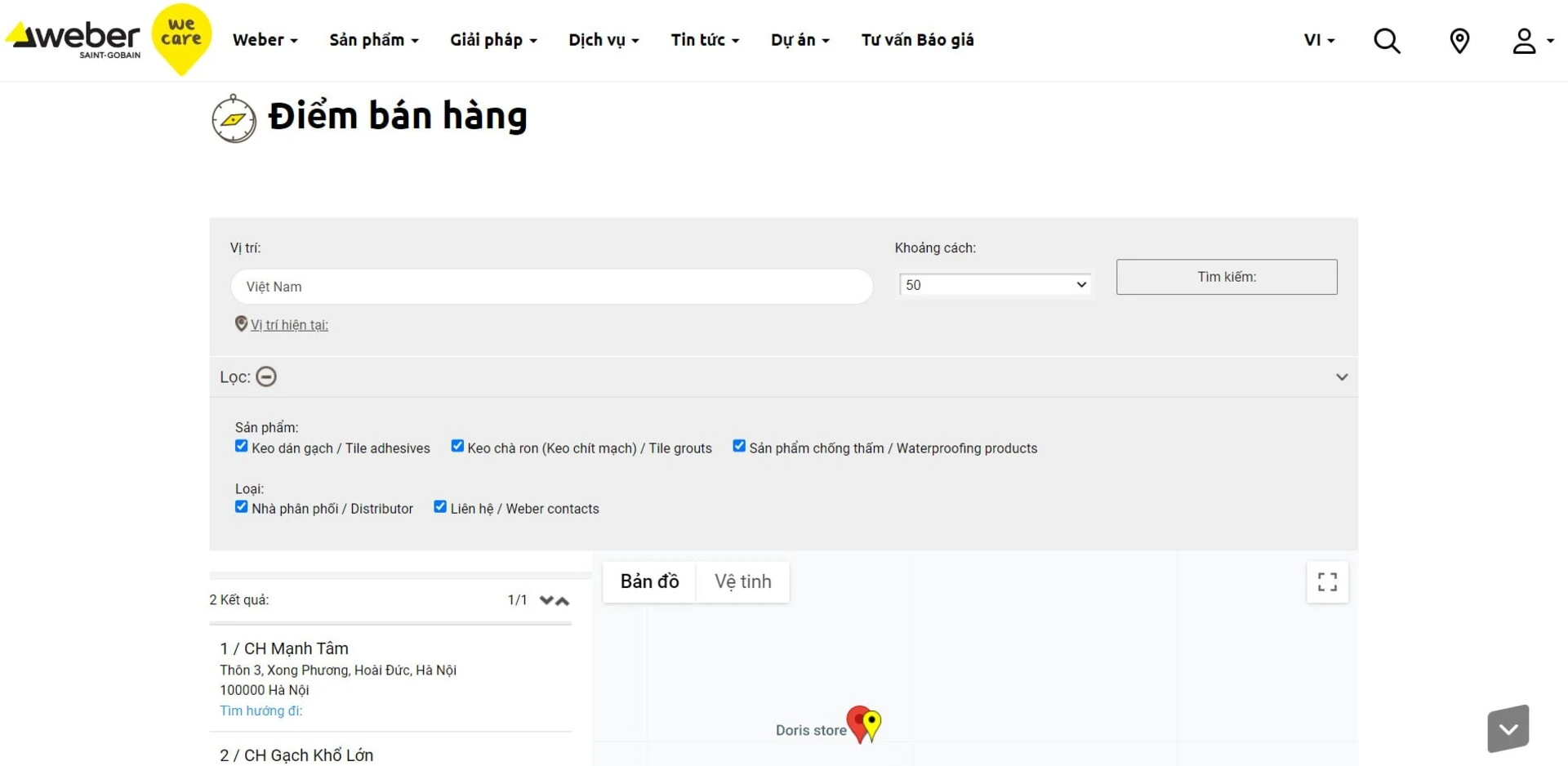 Truy cập website Weber để tìm địa chỉ mua vữa khô trộn sẵn của chúng tôi