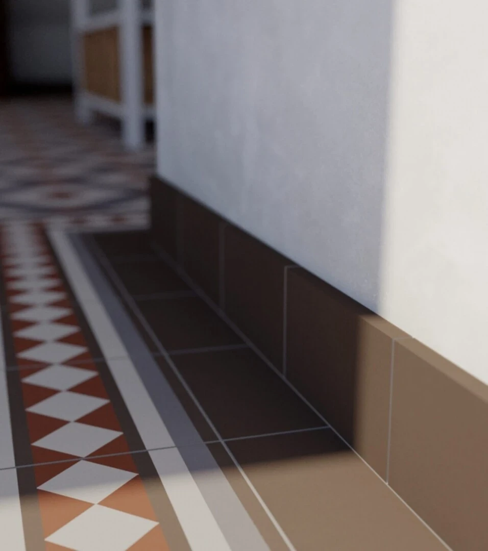 Gạch ốp chân tường đẹp dạng thẻ chính là một trong những sự lựa chọn phổ biến nhất