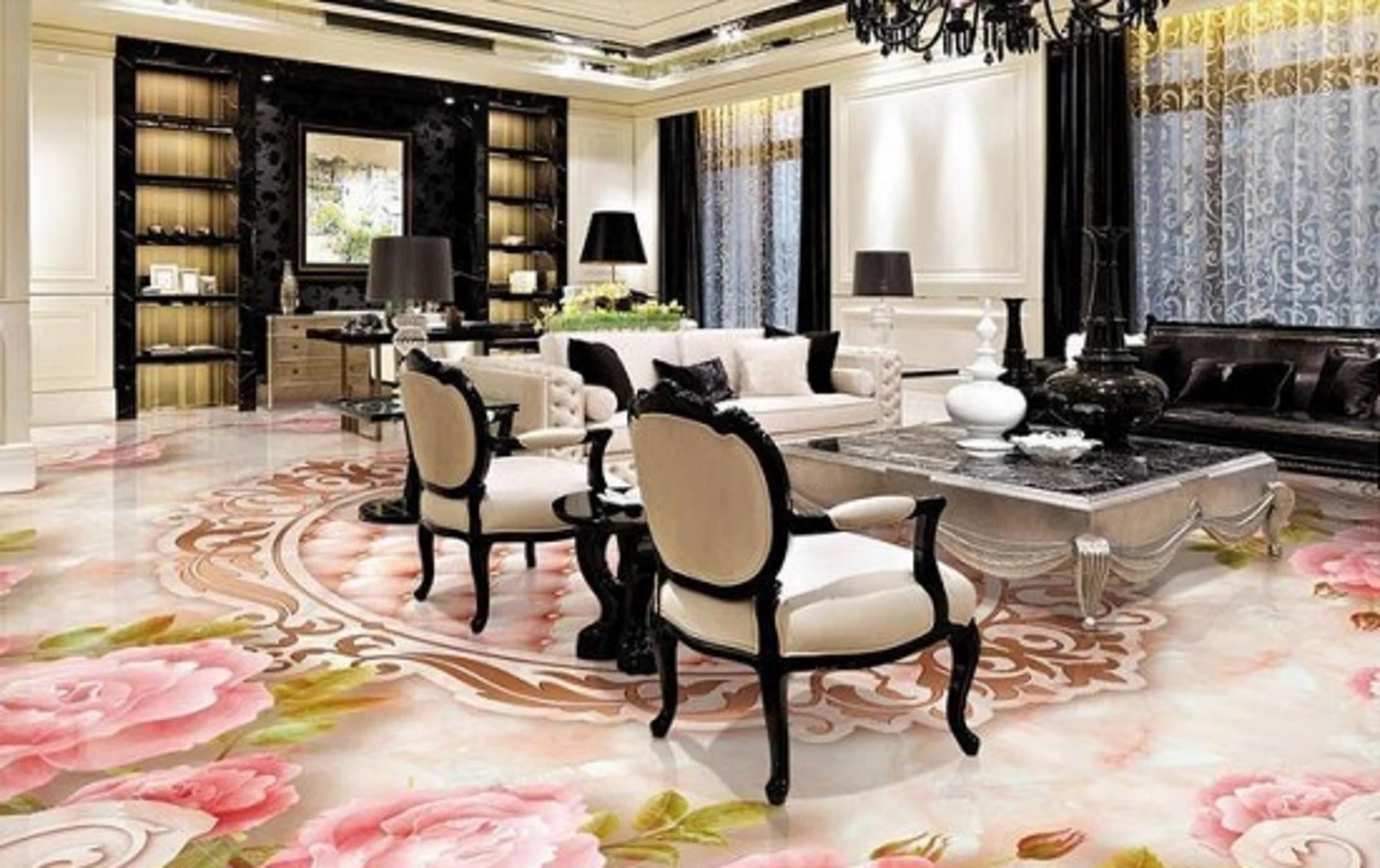 Phòng bếp trở nên rộng thoáng hơn khi sử dụng gạch lát nền 3D