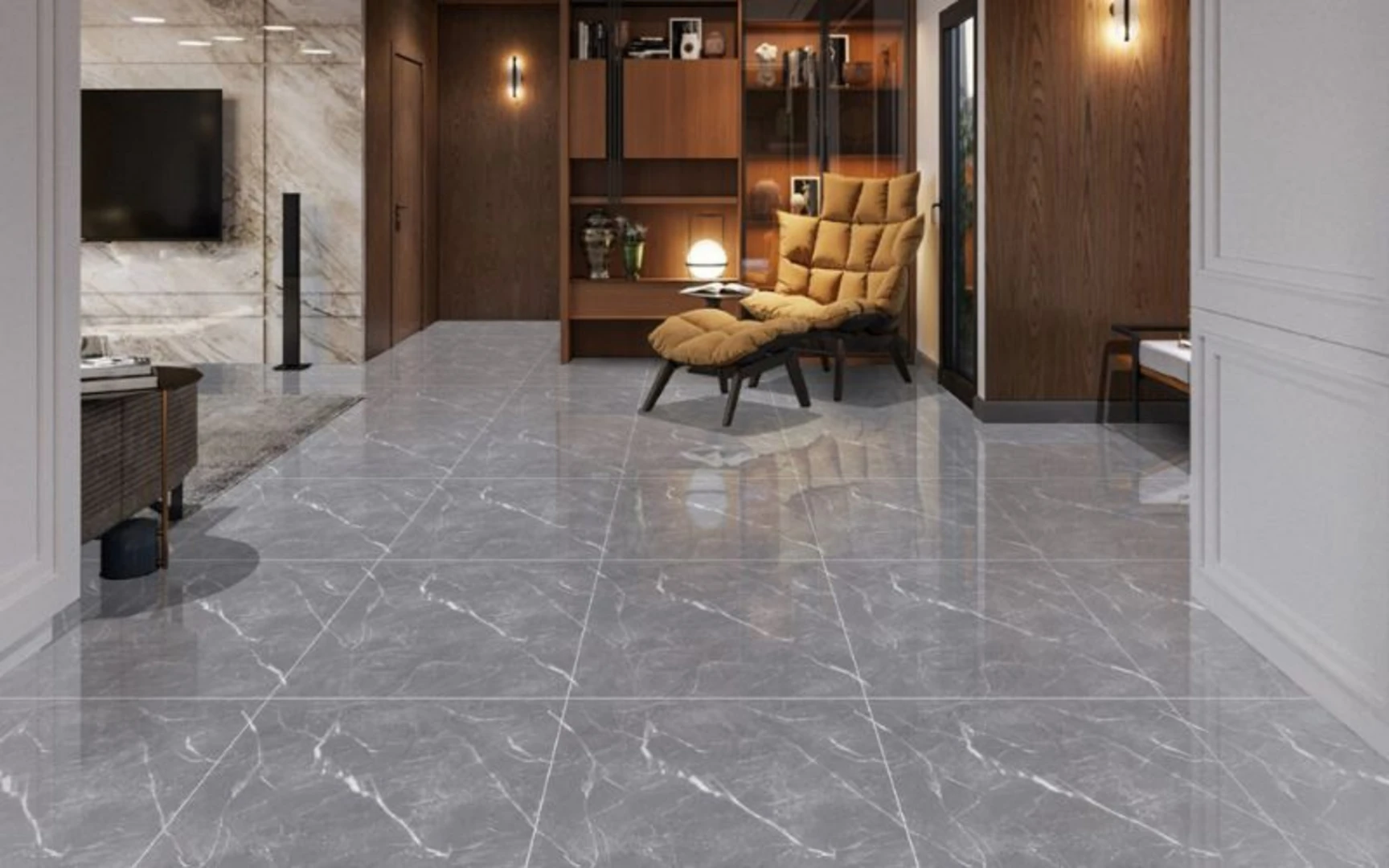 Gạch lát nền Porcelain tinh tế, nhẹ nhàng