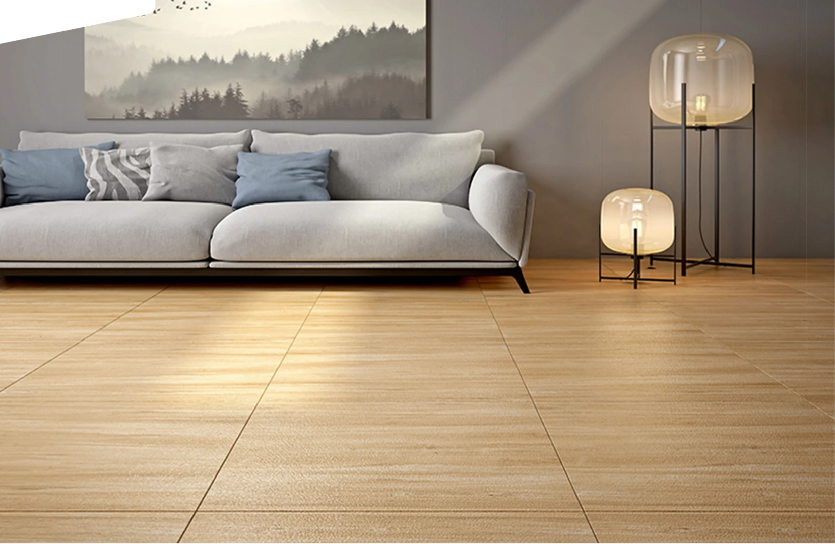 Gạch lát nền giả gỗ mang phong cách tối giản