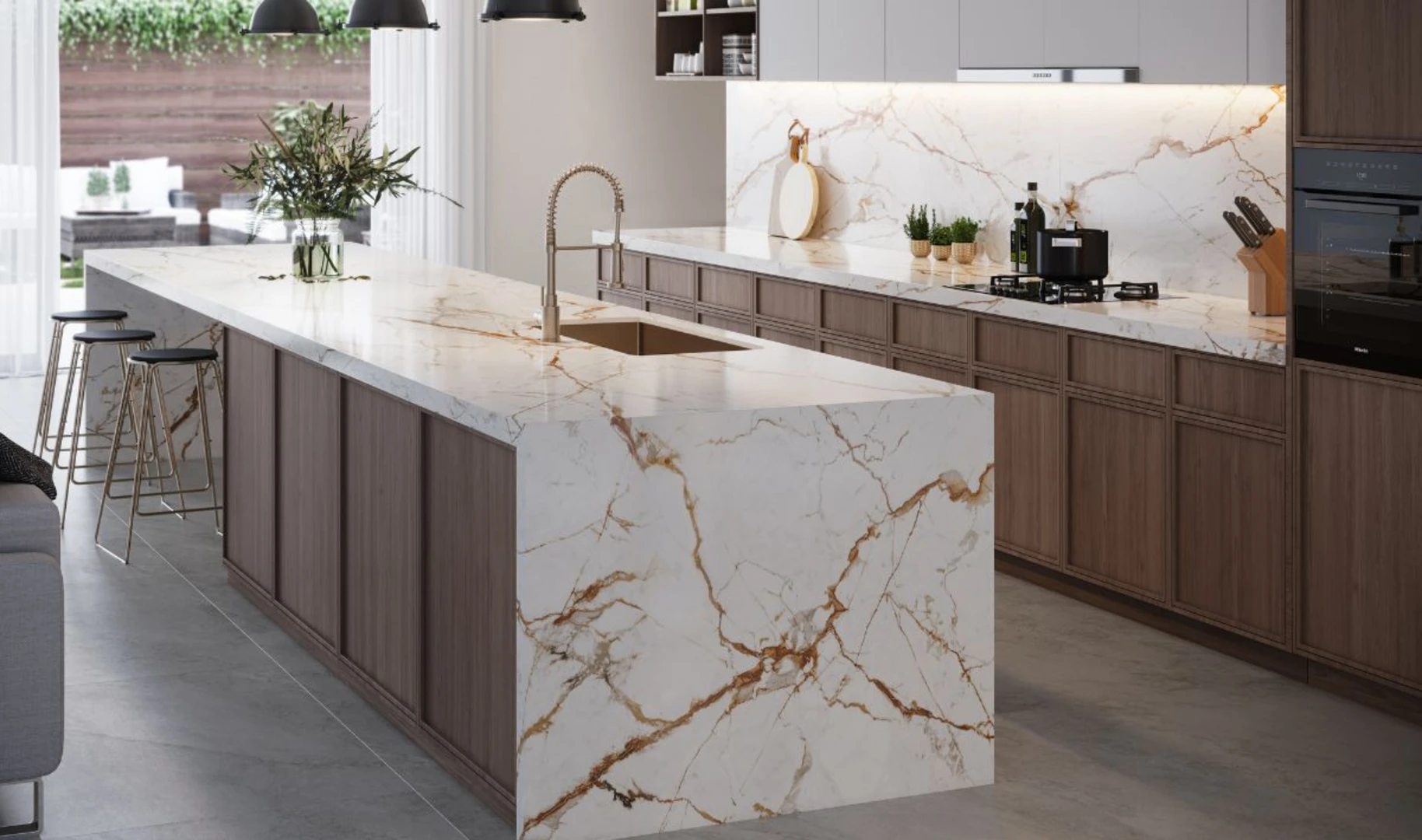 Đá granite là vật liệu lý tưởng để ốp lát các khu vực trong nhà bếp