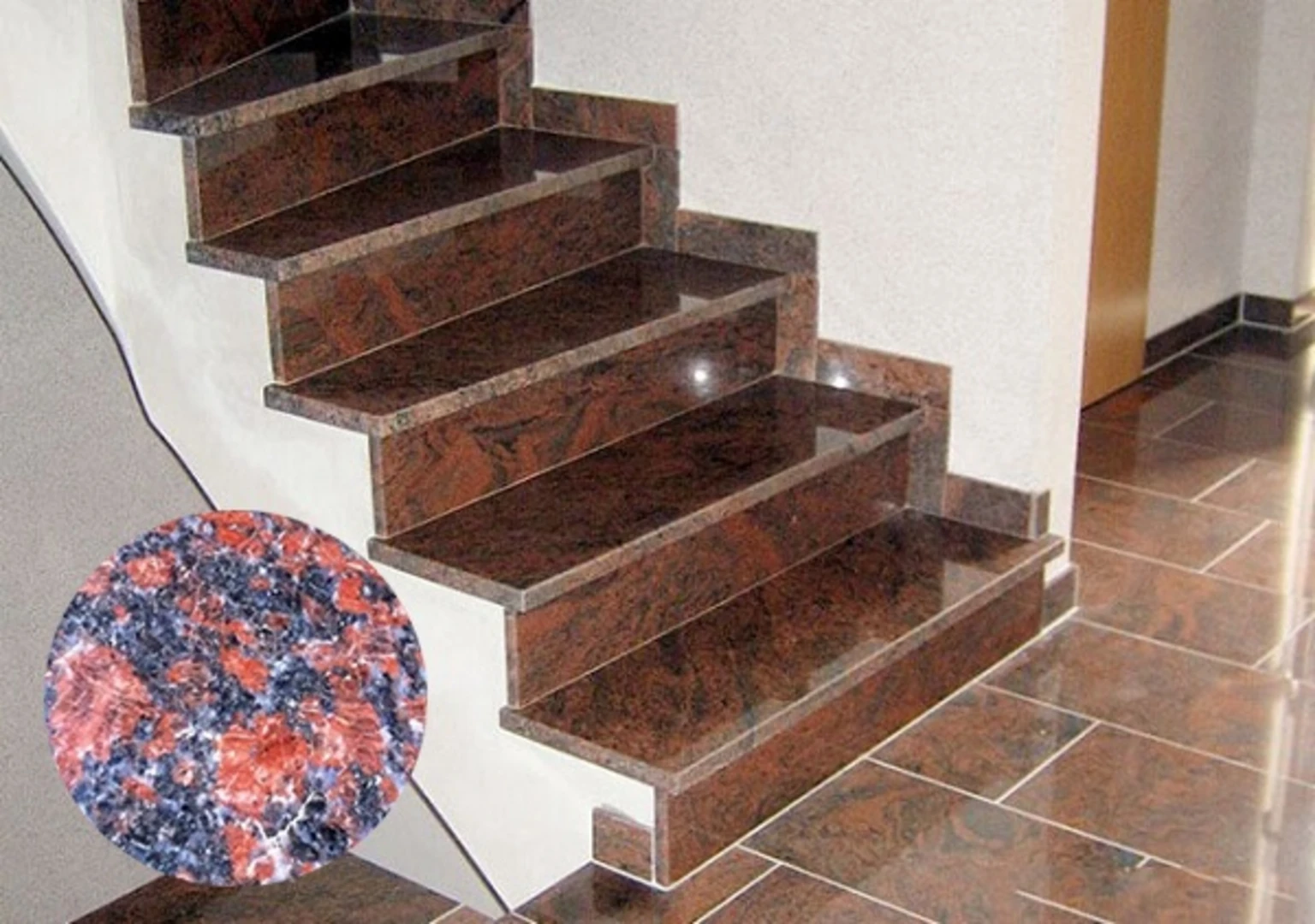 Đá granite màu nâu Anh Quốc lát cầu thang