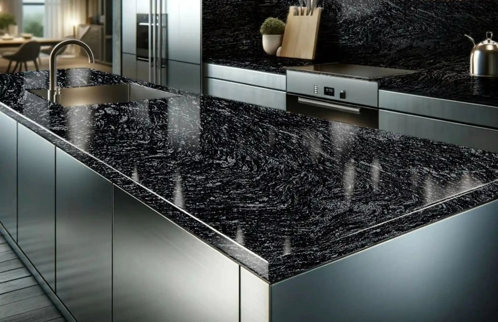 Đá granite đen kim cương xen kẽ những chấm trắng nhỏ như kim cương