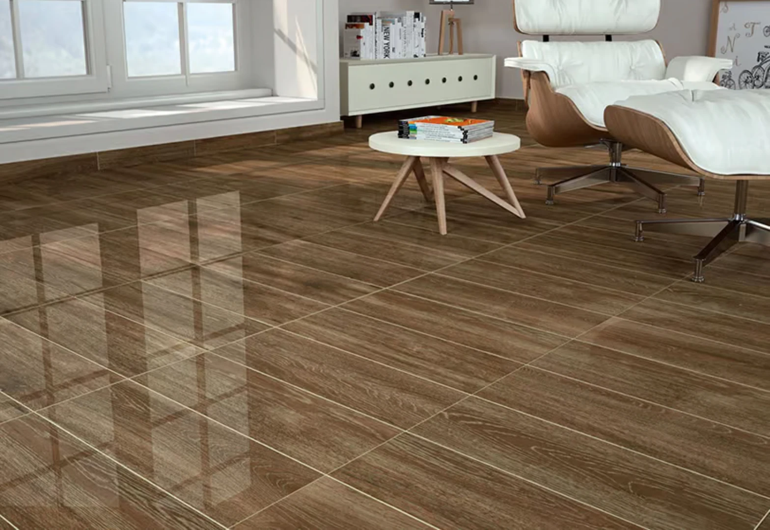 Gạch giả gỗ ceramic bóng kiếng dễ dàng vệ sinh