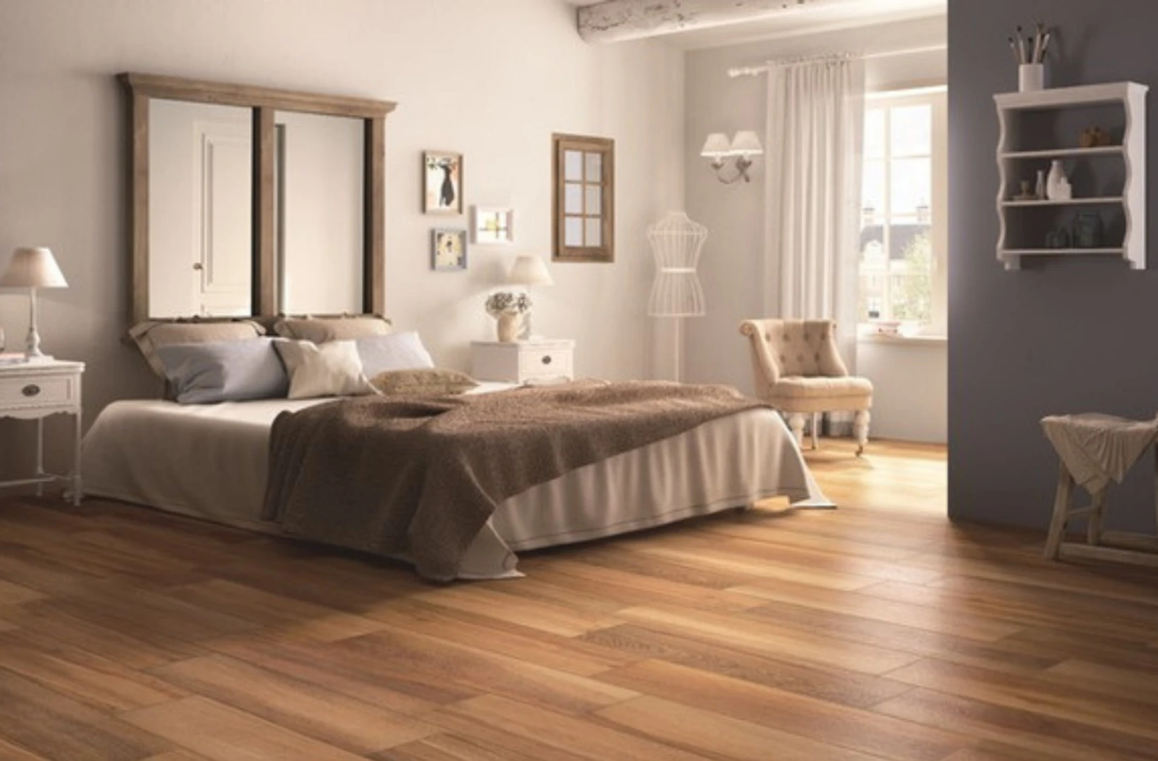 Mẫu gạch giả gỗ phòng ngủ được ưa chuộng hiện nay