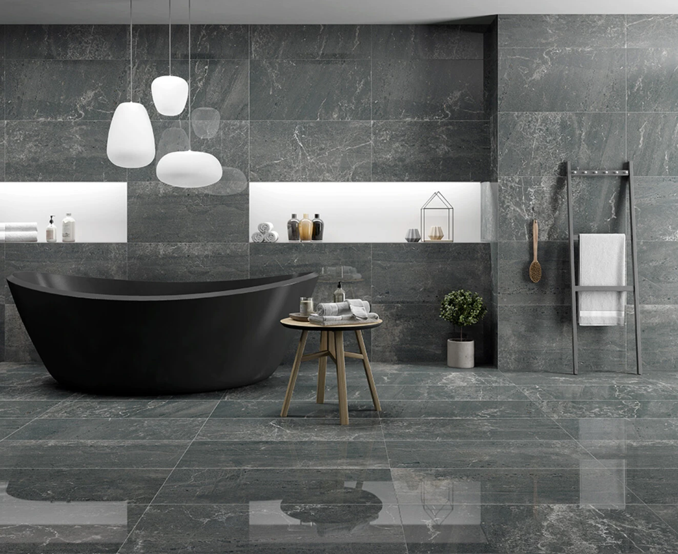 Hoa văn xám vân mây được ứng dụng trong sản phẩm gạch khổ lớn