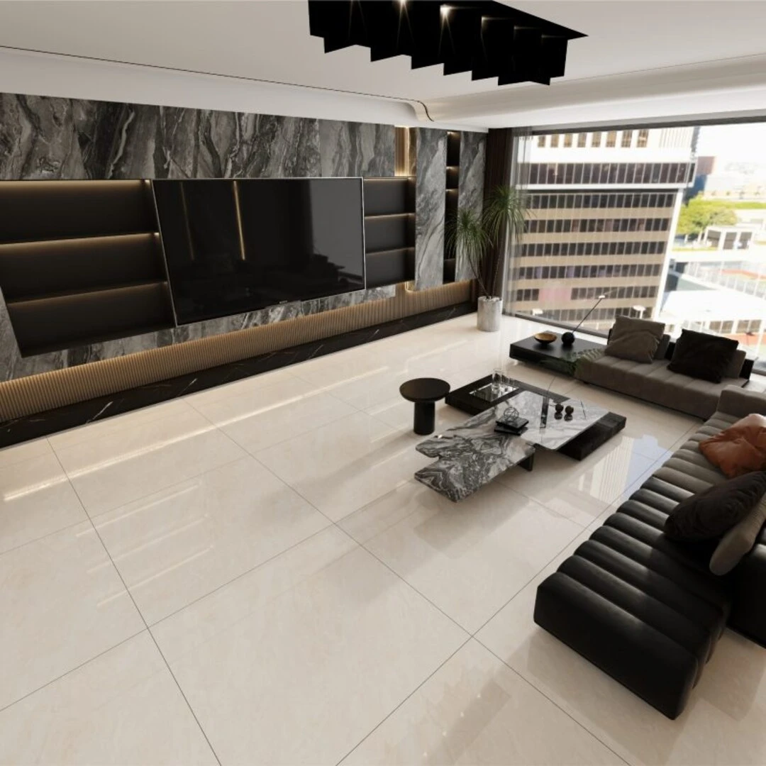 Sử dụng gạch khổ lớn với vân đá để ốp tường