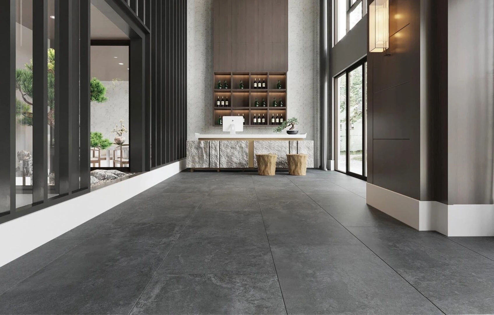 Sử dụng gạch ốp tường khổ lớn trong nhà hàng