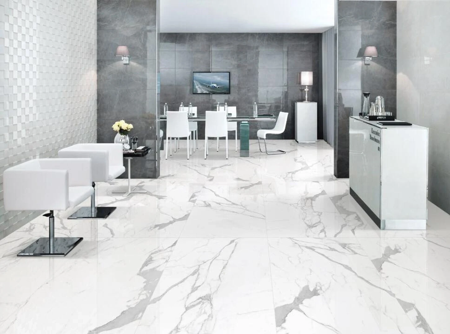 Gạch lát nền trắng hợp người mệnh Kim