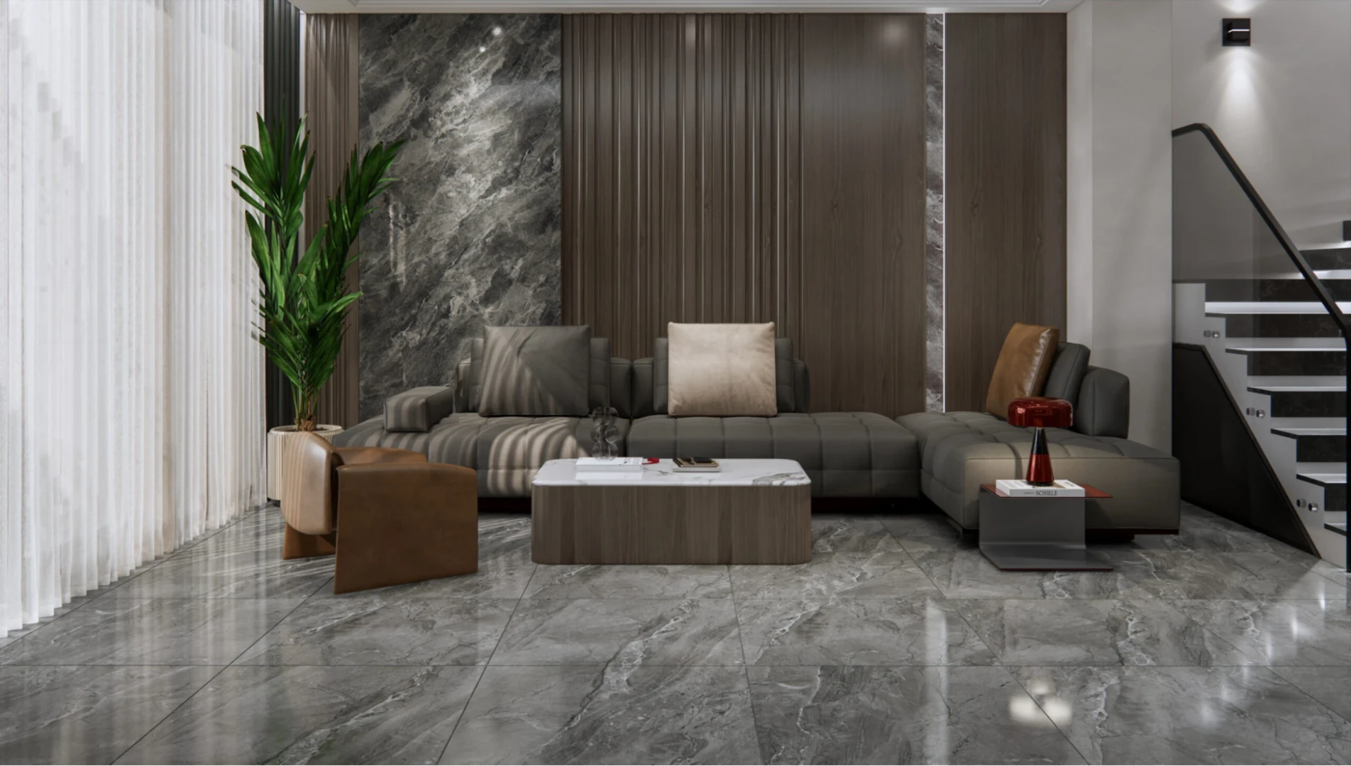 Gạch lát nền đẹp 80x80 bóng kính giúp không gian trở nên sang trọng và sáng hơn