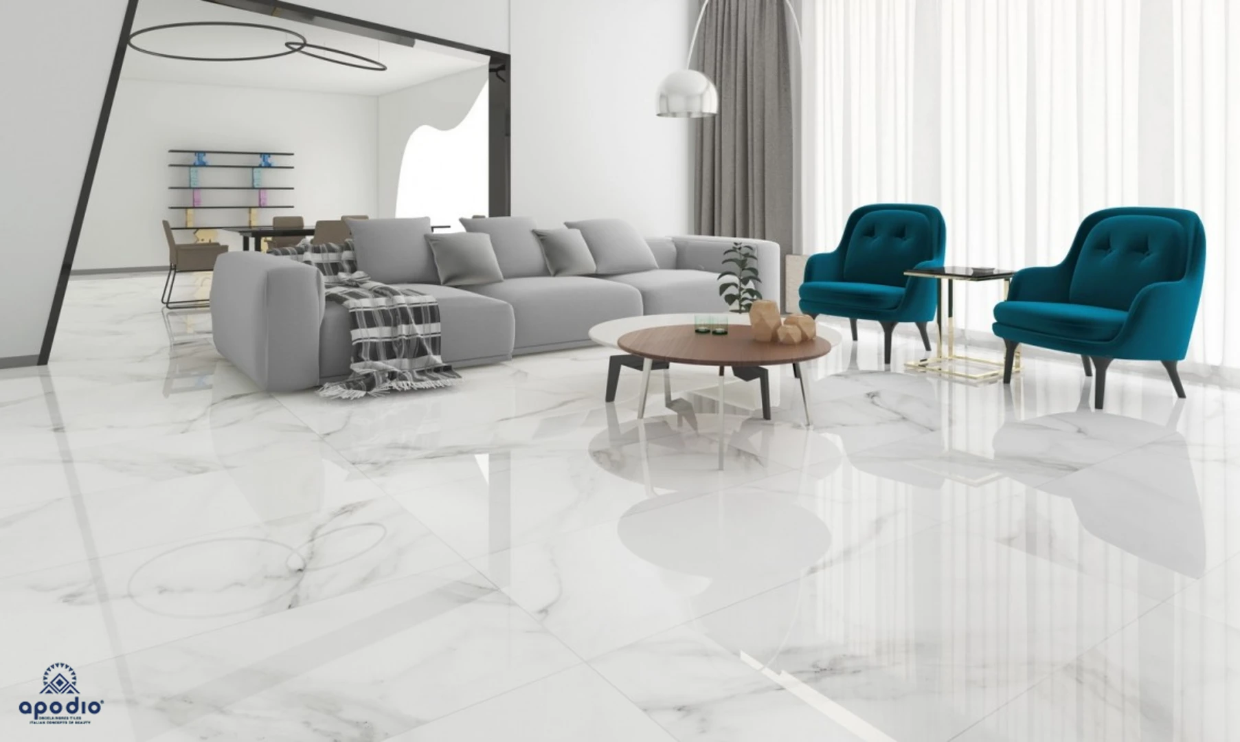 Gạch lát nền đẹp 80x80 vân mây nhẹ nhàng, thanh thoát