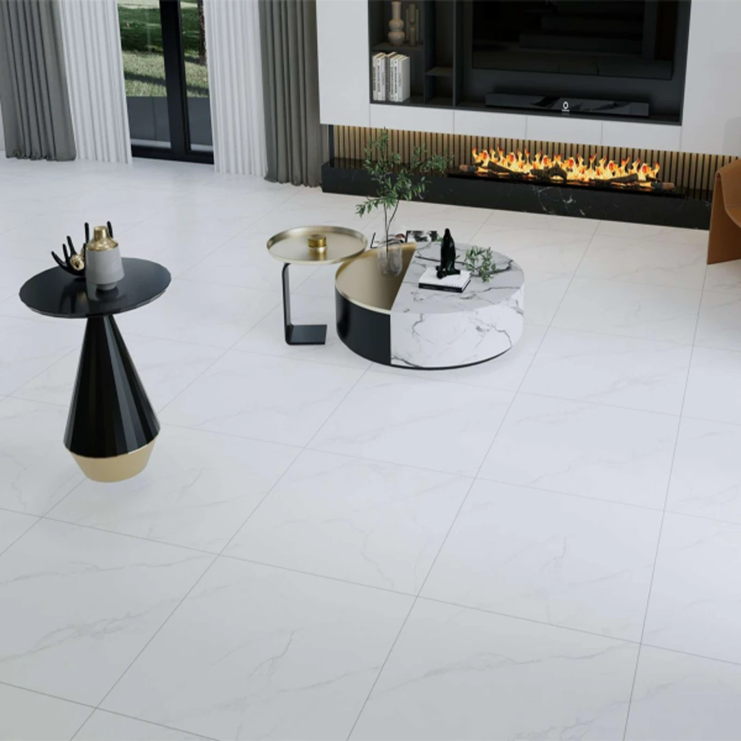 Gạch lát nền màu trắng sữa phù hợp với nhiều phong cách thiết kế