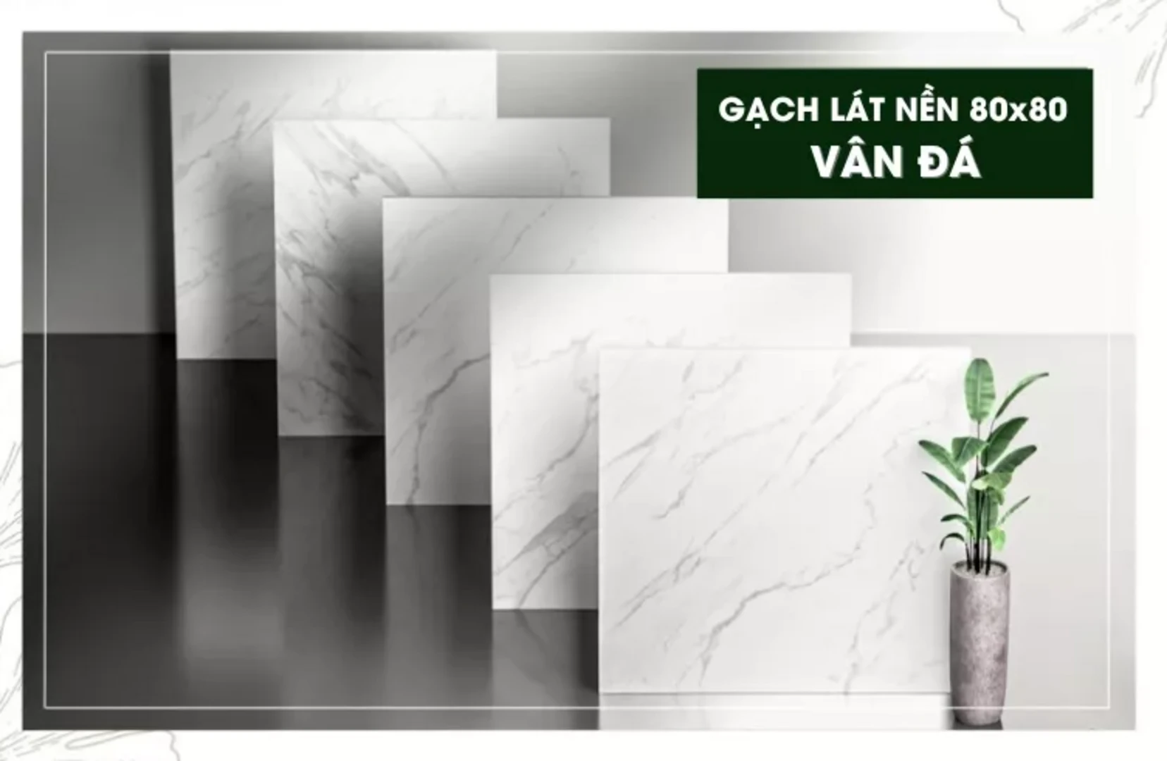 Gạch lát nền vân đá màu trắng 80x80 được sử dụng phổ biến cho các công trình dân dụng