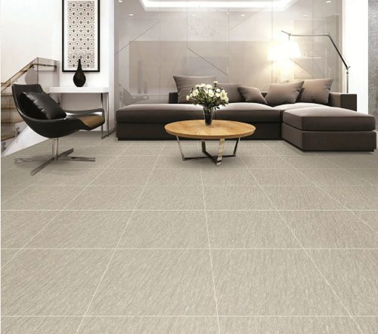 Gạch lát nền phòng khách granite đảm bảo độ bền chắc, chống trơn trượt