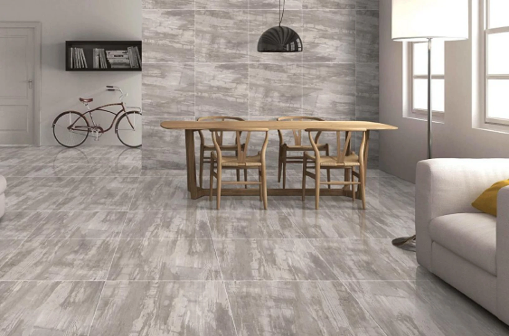 Gạch lát nền phòng khách porcelain đảm bảo độ cứng, độ bền cao