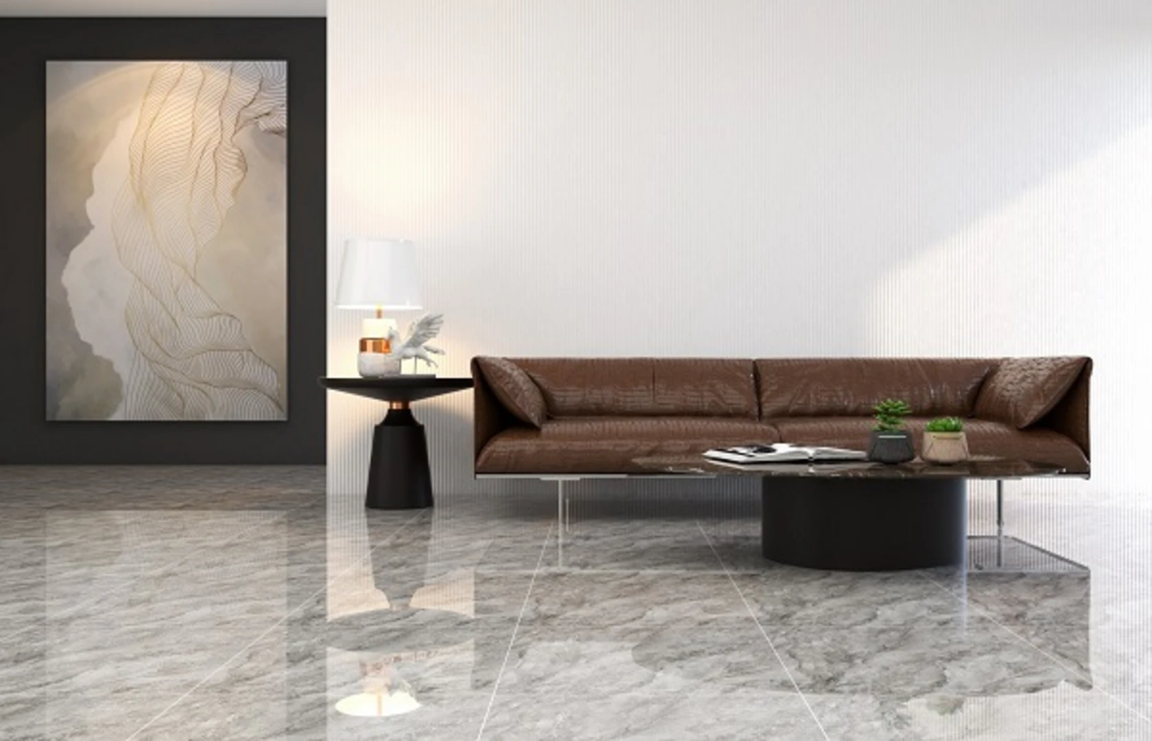 Gạch lát nền phòng khách sang trọng hiện đại