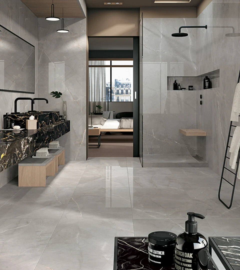 Ốp tường nhà tắm bằng gạch men bóng