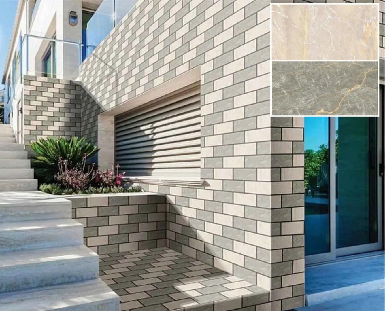 Gạch thẻ trang trí mặt tiền nhà mái thái rất đa dạng về màu sắc