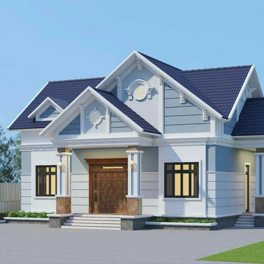 Gạch ốp mặt tiền nhà mái Thái giả đá hoa cương, marble có tính thẩm mỹ cao