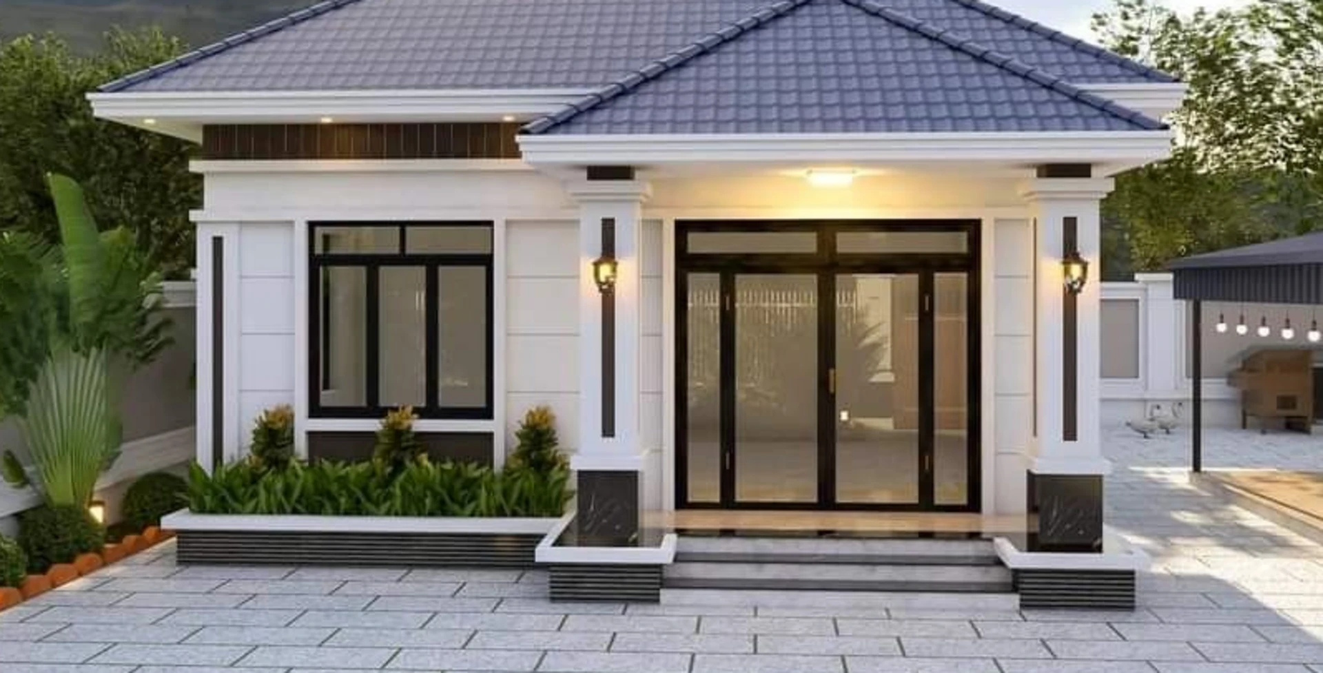 Gạch ốp mặt tiền nhà mái Thái giả đá travertine đa dạng màu sắc