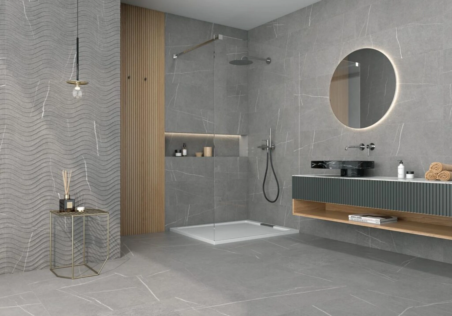 Mẫu gạch ốp tường nhà vệ sinh sang trọng, hiện đại