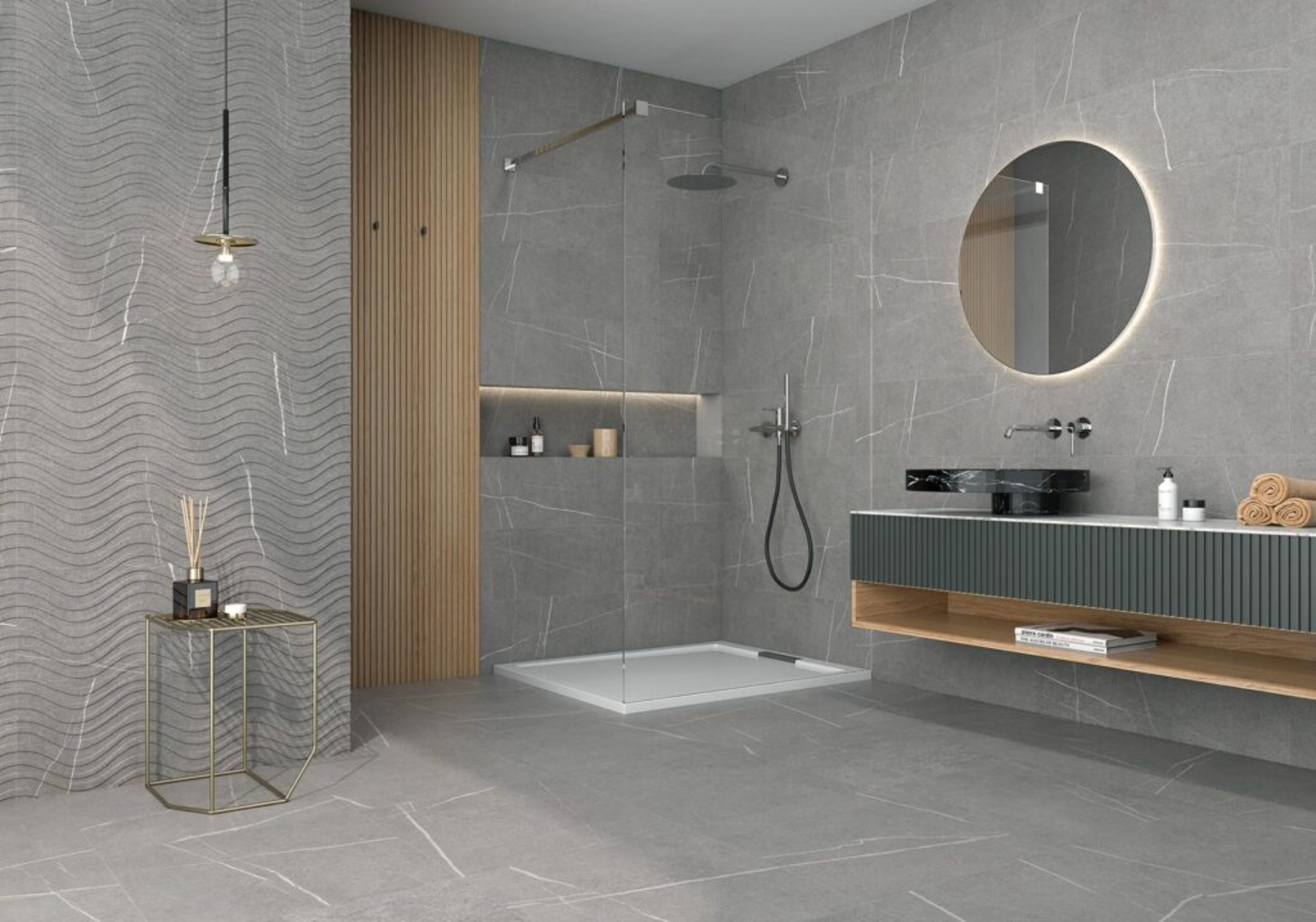 Mẫu gạch ốp tường nhà vệ sinh sang trọng, hiện đại