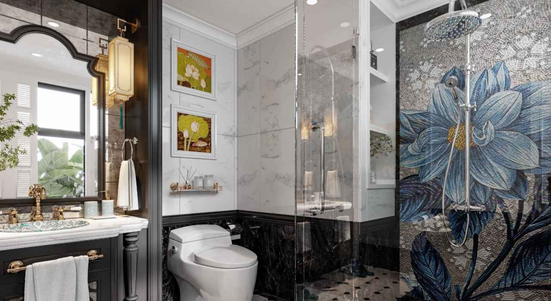 Mẫu gạch ốp nhà vệ sinh cổ điển đẹp