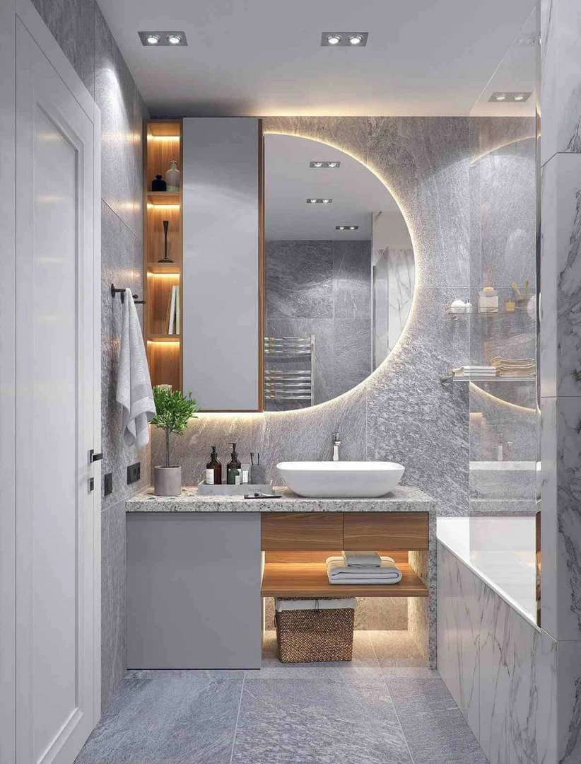 Mẫu gạch ốp nhà vệ sinh kết hợp nhiều gương để  cảm giác không gian rộng hơn