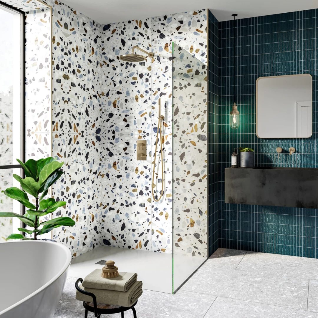 Gạch Terrazzo 30x60cm ốp nhà vệ sinh mang lại vẻ hiện đại xen lẫn cổ điển