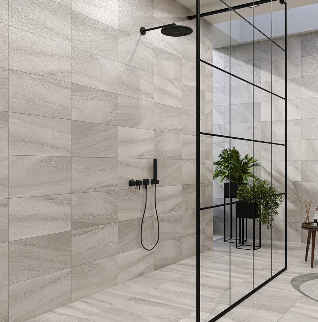 Gạch Porcelain ốp nhà vệ sinh 30x60 kết hợp màu sắc đa dạng, giúp nhà vệ sinh bền đẹp, hiện đại