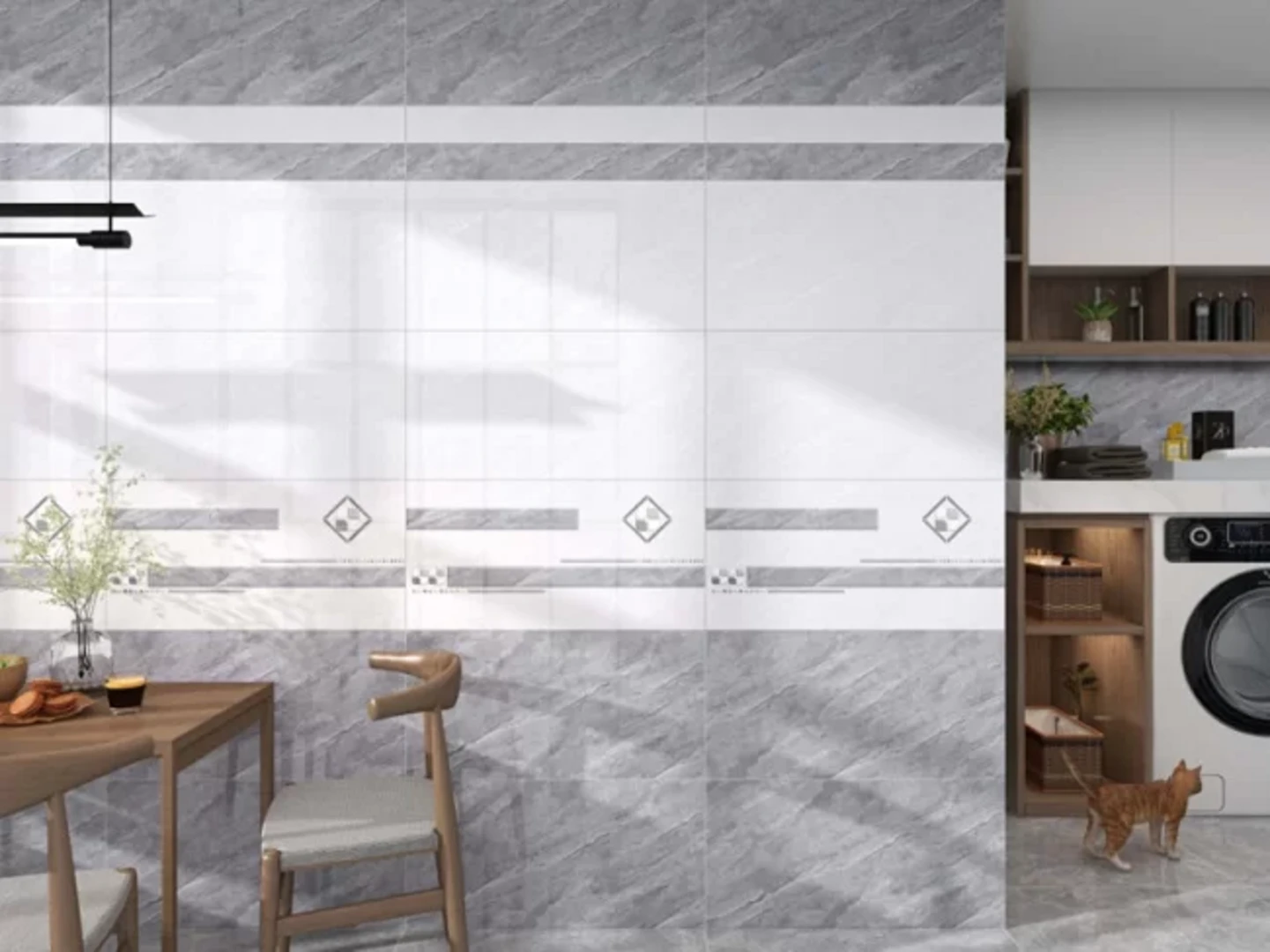 Gạch ốp tường 40x80 cho phòng bếp  giúp không gian trở nên thoáng đãng hơn