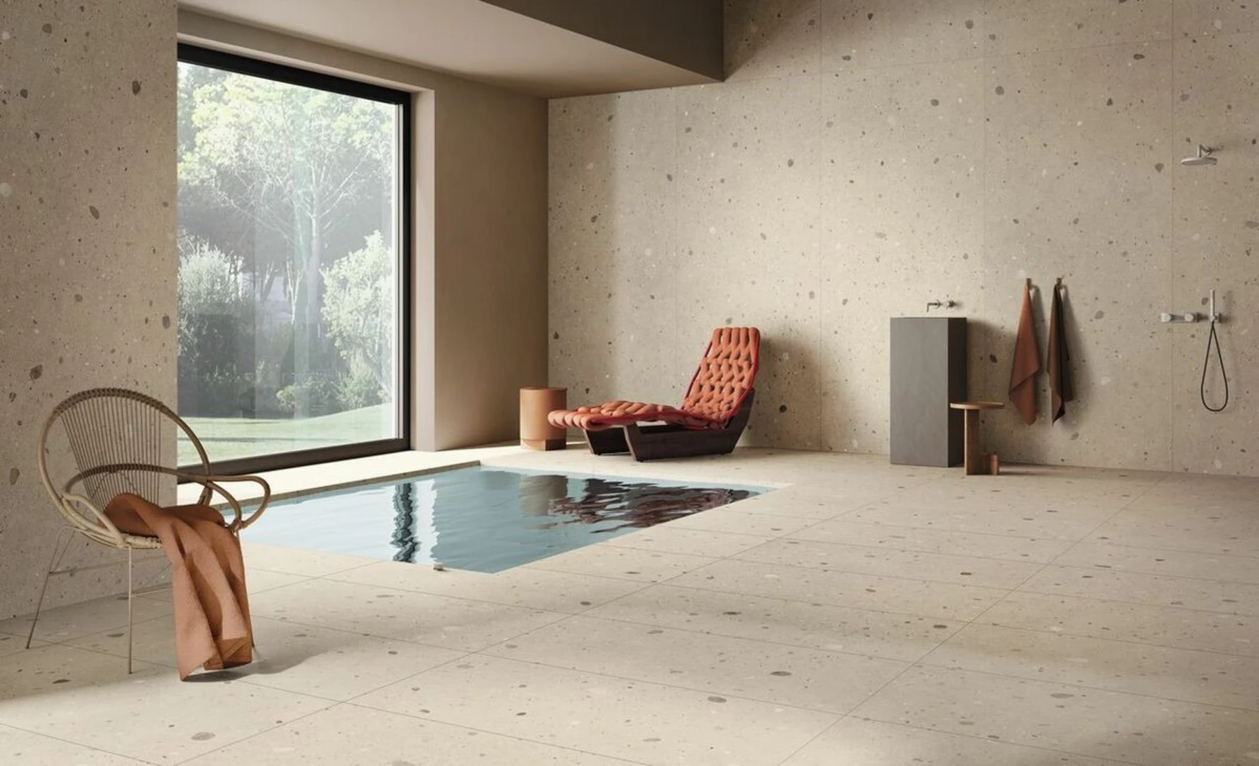 Gạch ốp tường 40x80 terrazzo giúp không gian thêm sinh động và cá tính