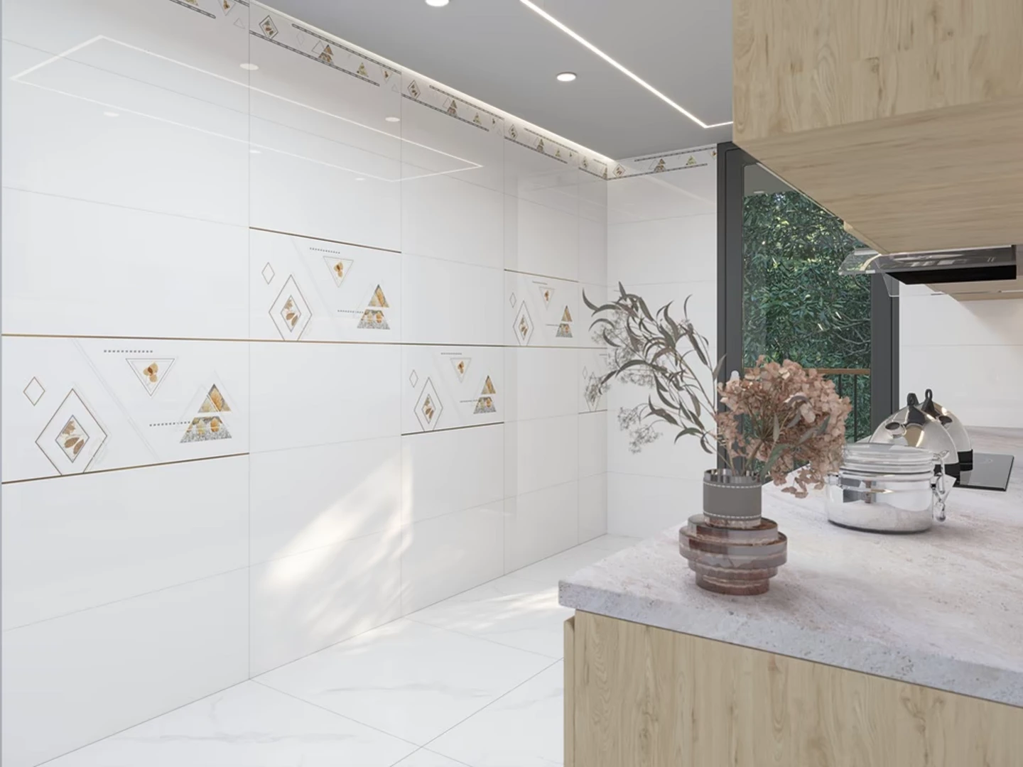 Gạch ốp tường 40x80 tráng men có độ bền cao và khả năng chống thấm tốt