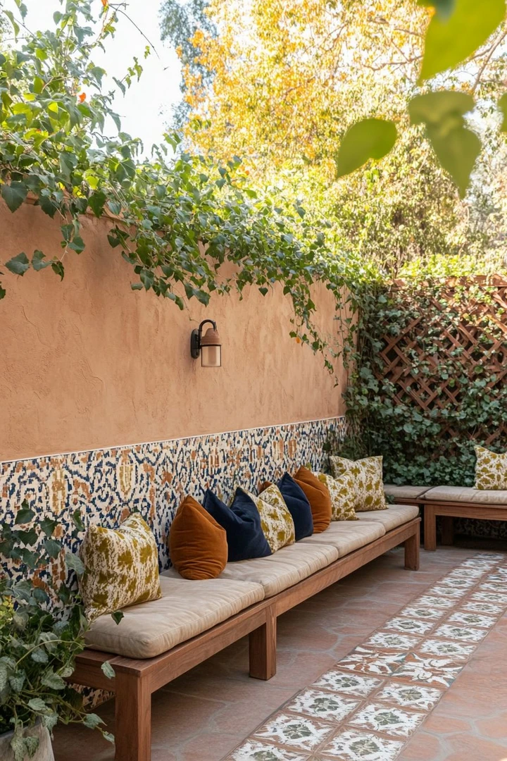 Trang trí bằng gạch ốp tường ngoài trời giúp không gian vừa cổ điển vừa sang trọng